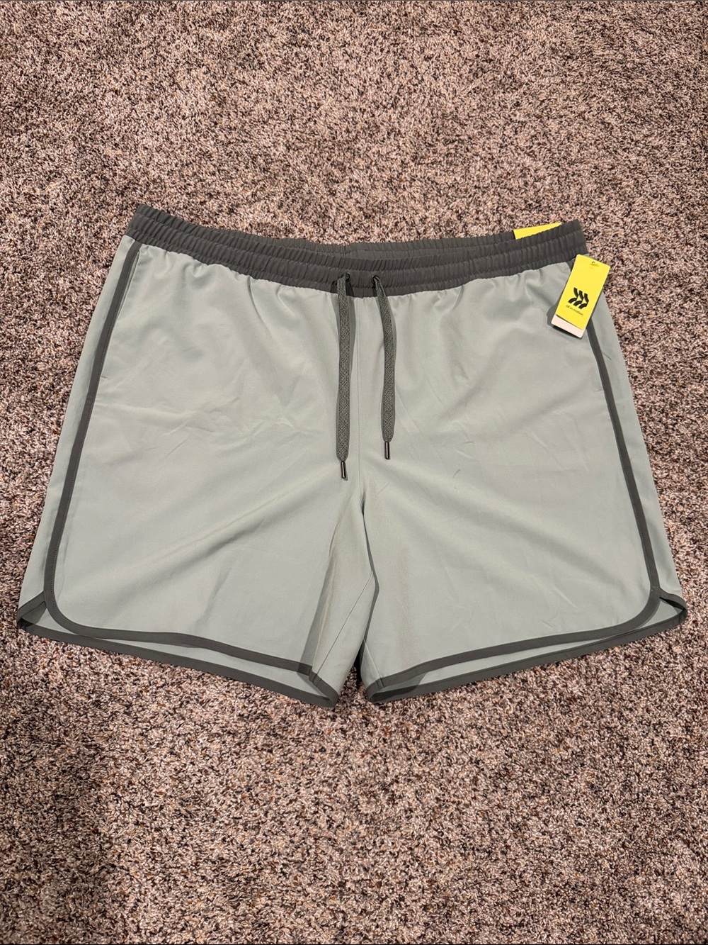 all in motion Light Sage Athletic Shorts with Dark Gray Trim